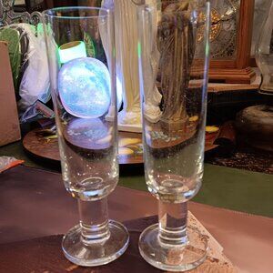Crate & Barrel "Pasabahce Viva" Clear Champagne Flutes-set of 2 STUNNING! RARE